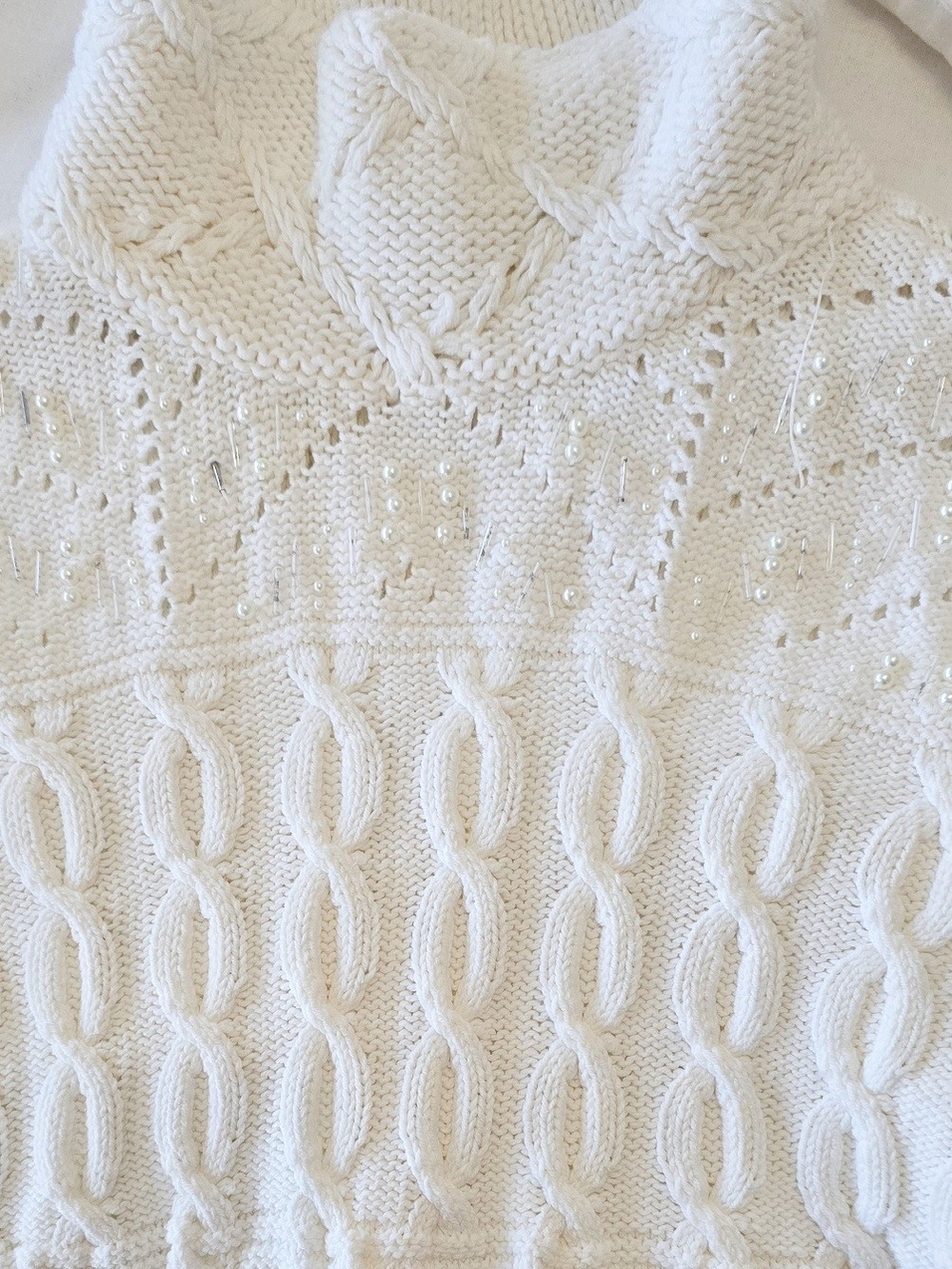White House Black Market Women's Turtle Neck Boho White Blouse Size S - Picture 6 of 7